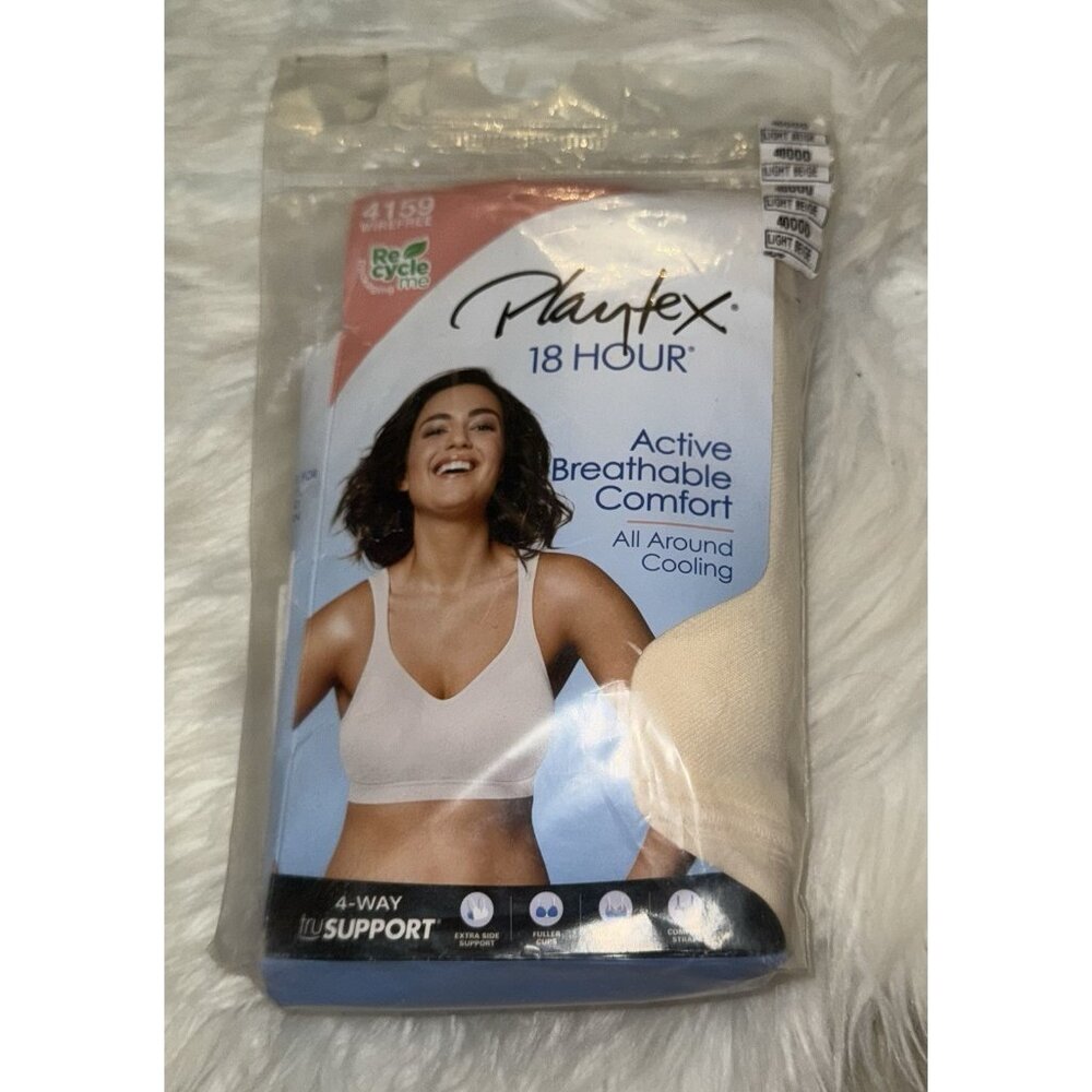 Playtex 18 Hour Active Lifestyle Full Figure Bra WF Womens 40DDD 4159 Beige New